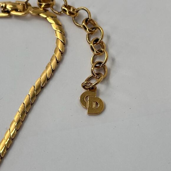 Christian Dior Vintage 1970s Oval White Pearl Black Enamel Crystals Necklace - Picture 5 of 7